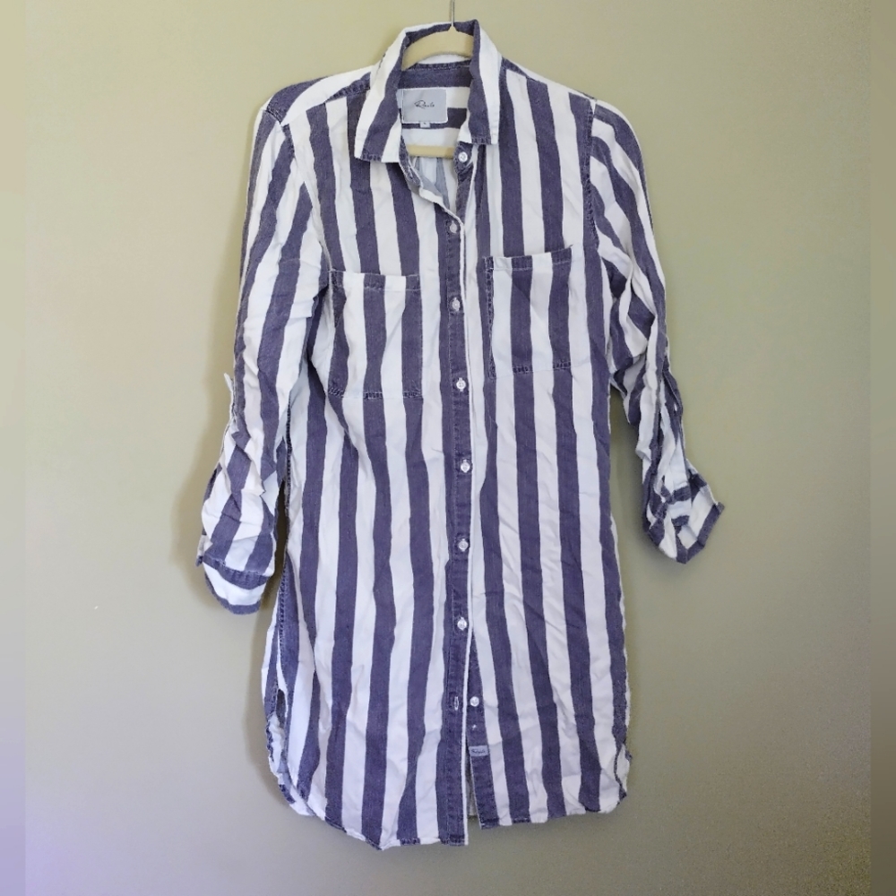 Rails Julian Libson Stripe Collared Button Down T… - image 1